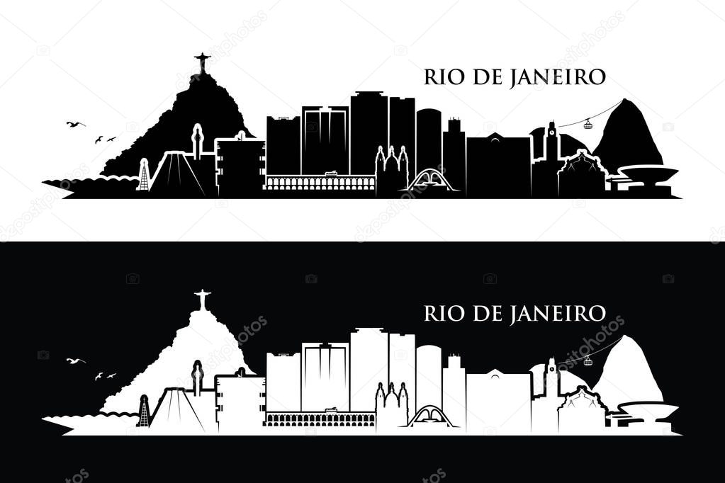 Brazil, Rio De Janeiro city silhouette banner