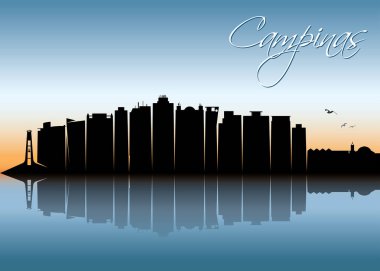 Campinas şehir silueti, basitçe vektör illüstrasyonu