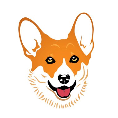 Beyaz arka planda izole Corgi köpek, basitçe vektör illüstrasyon