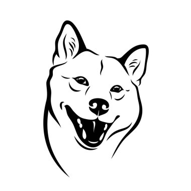 Shiba inu köpeği beyaz arkaplanda izole edilmiş, basitçe vektör illüstrasyonu