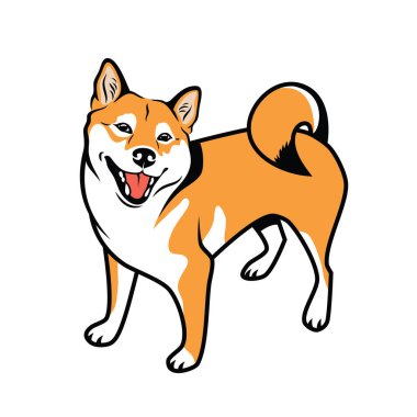 Shiba inu köpeği beyaz arkaplanda izole edilmiş, basitçe vektör illüstrasyonu