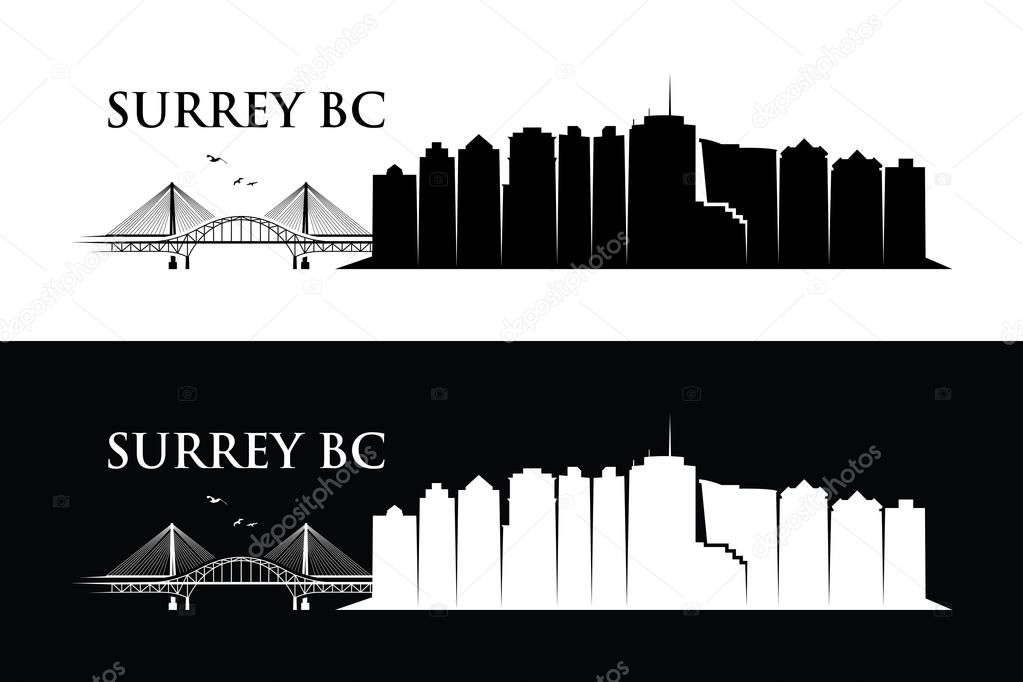 Surrey city silhouette, simply vector illustration 