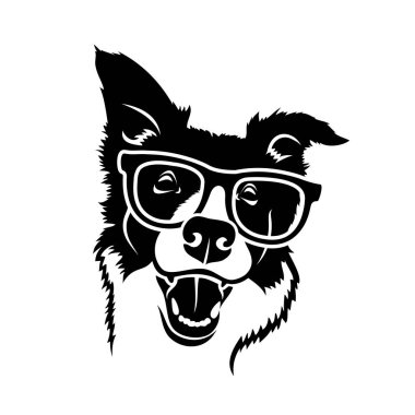 Beyaz gözlüklü köpeğin vektör çizimi 
