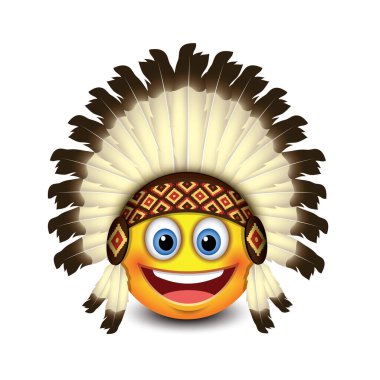 Hint tüyleri şapka takan mutlu sarı ifadenin vektör çizimi 