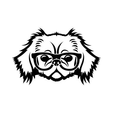 Beyaz gözlüklü köpeğin vektör çizimi 