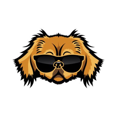 Güneş gözlüklü köpek beyazı üzerine izole edilmiş vektör çizimi 