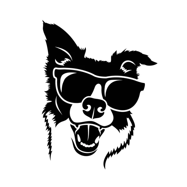 Vector Illustration Dog Sunglasses Isolated White — Stock Vector