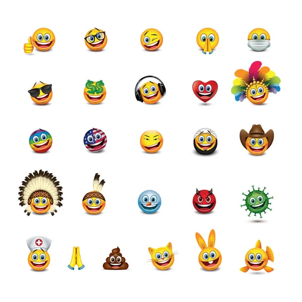 Illustration Vectorielle Ensemble Emoji — Image vectorielle