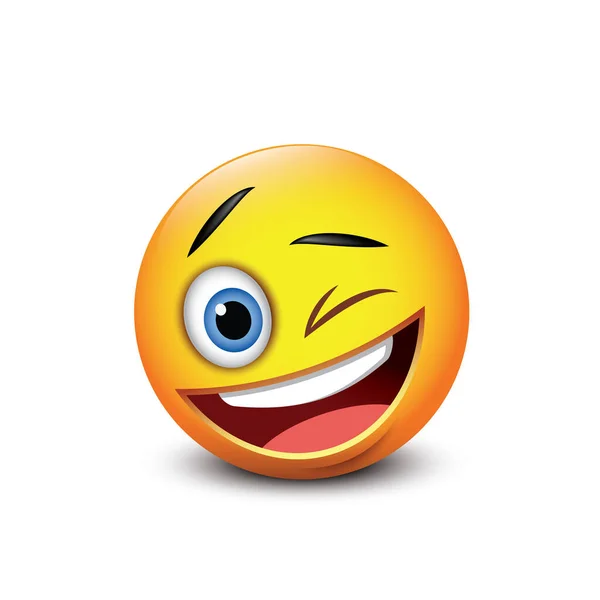 Διανυσματική Απεικόνιση Του Χαρούμενου Κίτρινου Emoticon Που Απομονώνεται Λευκό Φόντο — Διανυσματικό Αρχείο