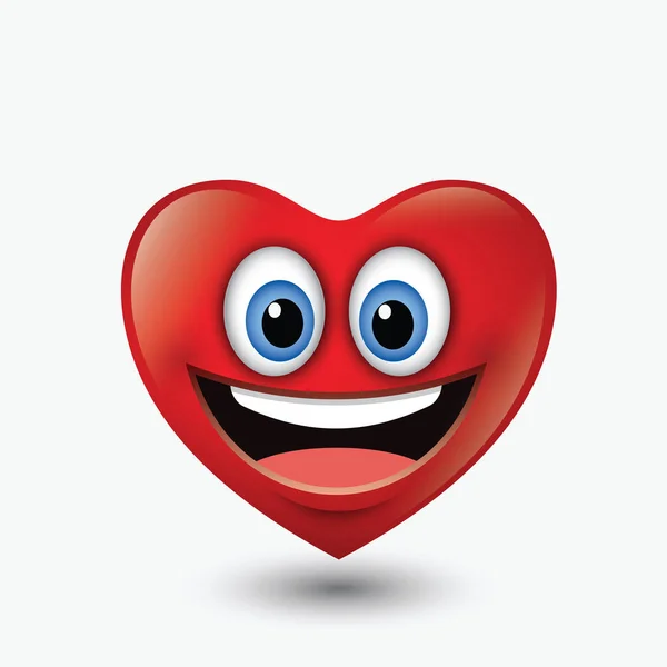Διανυσματική Απεικόνιση Της Καρδιάς Emoticon Απομονώνονται Λευκό Φόντο — Διανυσματικό Αρχείο