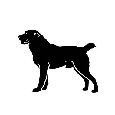 Beyaz arka planda izole edilmiş Asyalı çoban köpeğinin vektör çizimi 