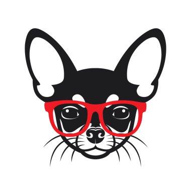 Gözlüklü köpek Chihuahua vektör çizimi 