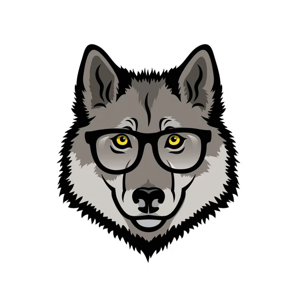 Vector Illustration Wolf Eyeglasses — Stock Vector