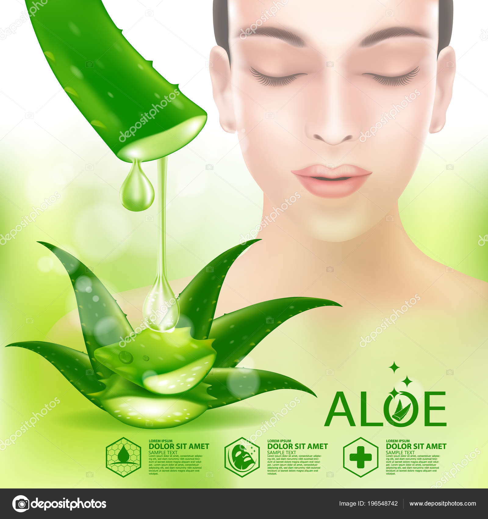 Aloe Vera Collagen Serum Skin Care Cosmetic Stock Vector Image by