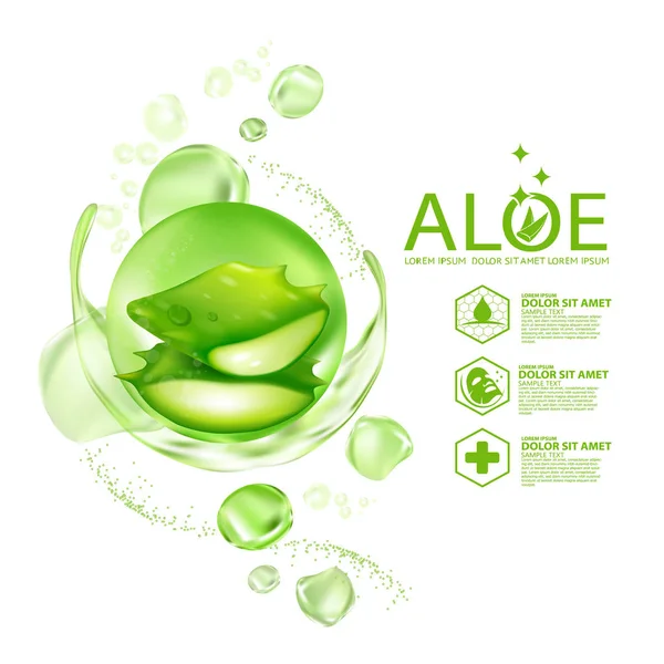 Aloe Vera Kollagen Serum Skin Care Cosmetic — Stock vektor