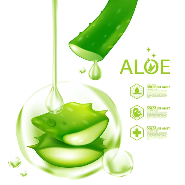 Aloe Vera Colágeno Serum Skin Care Cosmetic — Vetor de Stock