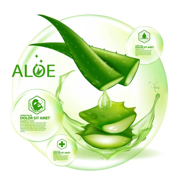 Aloe Vera Kollagén Szérum Bőrápoló Kozmetikai Szer — Stock Vector