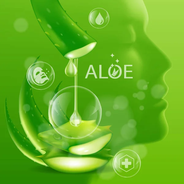 Aloe Vera Kollagen Serum Skin Care Cosmetic — Stock vektor