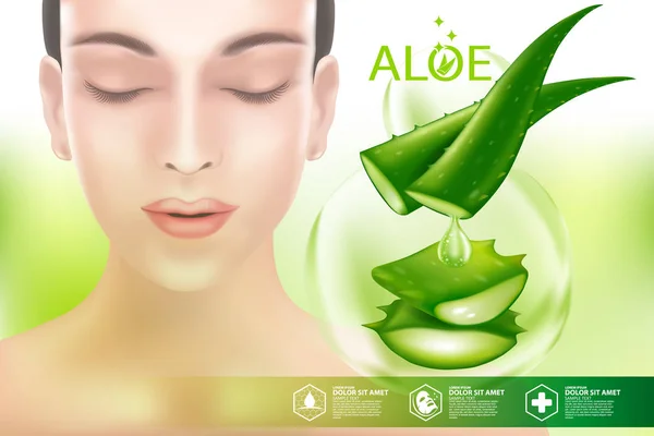 Aloe Vera Kollagen Serum Skin Care Cosmetic — Stock vektor