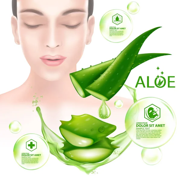 Aloe Vera Colágeno Suero Cuidado Piel Cosmética — Archivo Imágenes Vectoriales