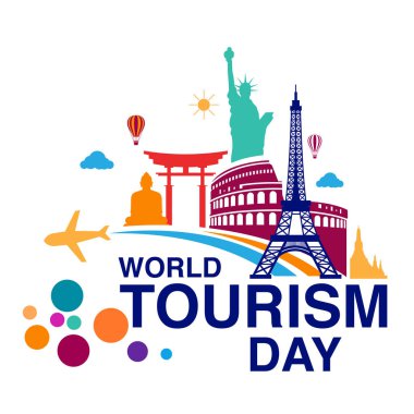 Dünya Turizm günü logosu şablonu vektör çizim