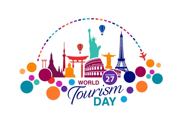 Dünya Turizm günü logosu şablonu vektör çizim