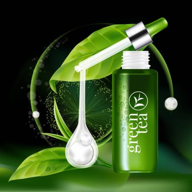 Yeşil çay Serum Cilt Bakımı Kozmetik.