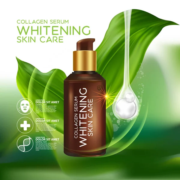 Collageen Serum Concept Huidverzorging Cosmetisch — Stockvector