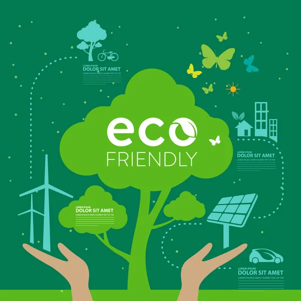 Ecology Green Cidades Ajudar Mundo Com Eco Friendly Conceito Ideas — Vetor de Stock