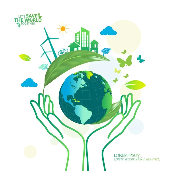 Umwelt Grüne Städte Helfen Der Welt Mit Umweltfreundlichen Konzeptideen — Stockvektor