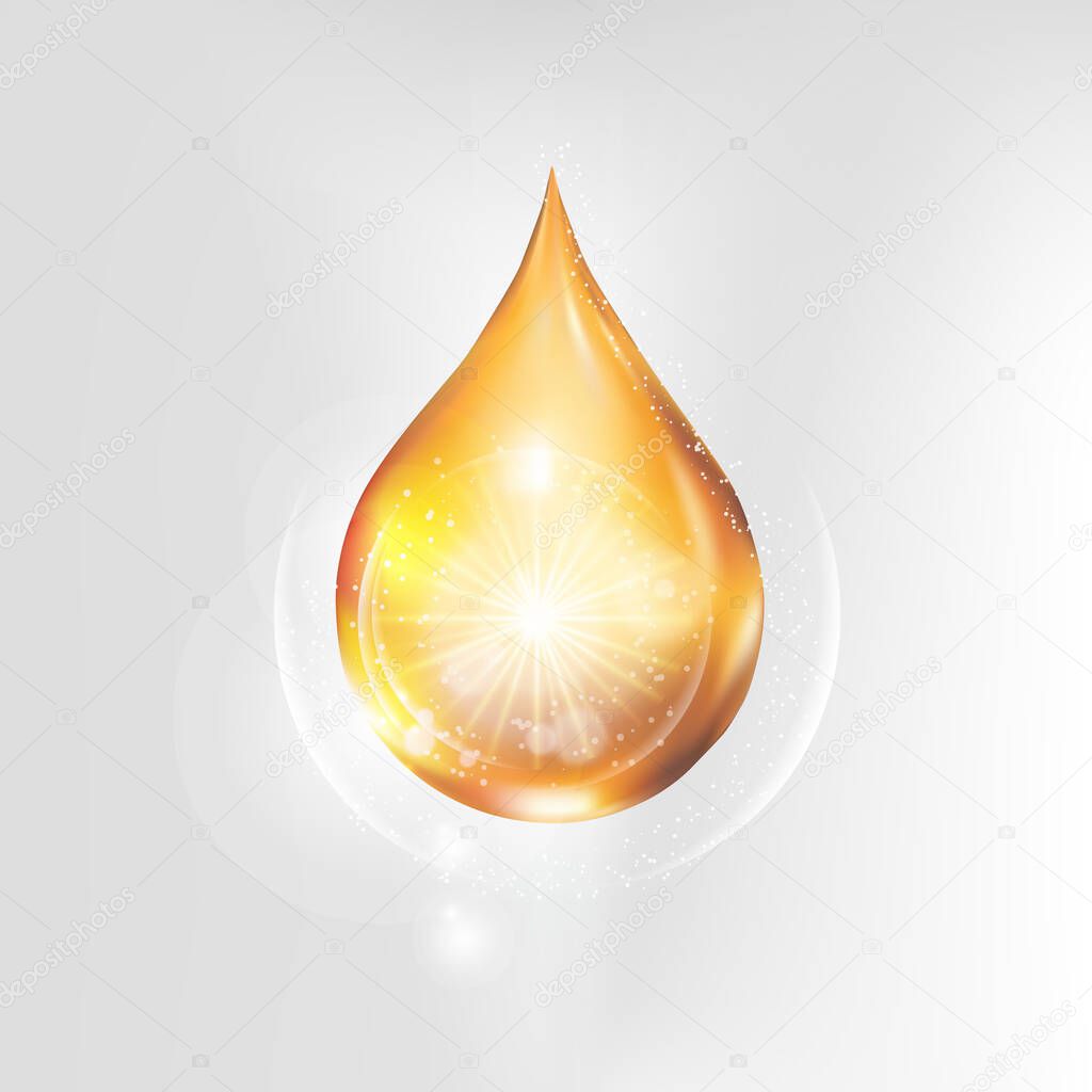 gold serum drop for beauty and cosmetic concept
