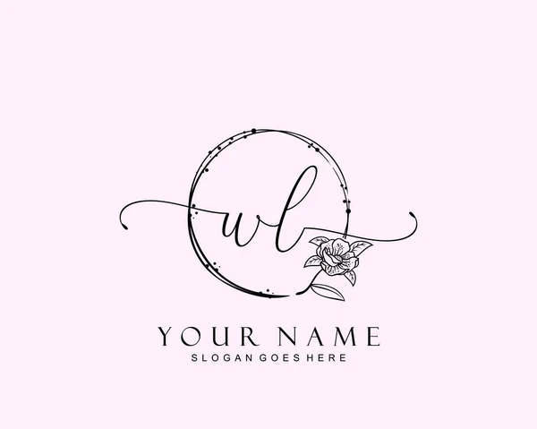 Initial VL beauty monogram and elegant logo design, handwriting