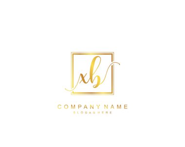 İlk XB güzellik monogramı ve zarif logo tasarımı, ilk imzadan oluşan el yazısı logosu, düğün, moda, çiçek ve yaratıcı şablona sahip botanik..