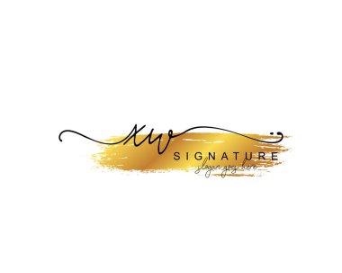 İlk XW güzellik monogramı ve zarif logo tasarımı, ilk imzadan oluşan el yazısı logosu, düğün, moda, çiçekli ve yaratıcı şablona sahip botanik.
