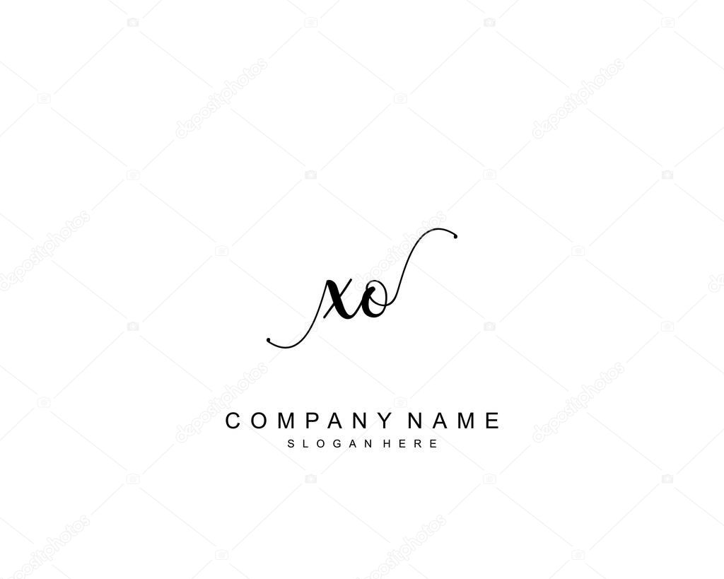Initial XO beauty monogram and elegant logo design, handwriting logo of initial signature, wedding, fashion, floral and botanical with creative template.