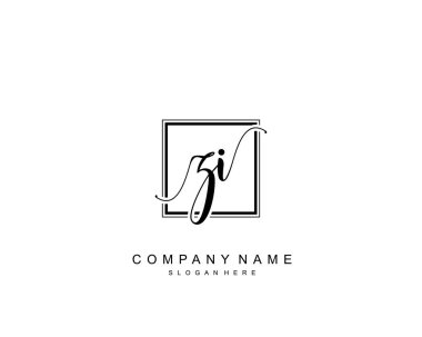 Başlangıçta ZI güzellik monogramı ve zarif logo tasarımı, ilk imzadan oluşan el yazısı logosu, düğün, moda, çiçekli ve yaratıcı şablona sahip botanik.