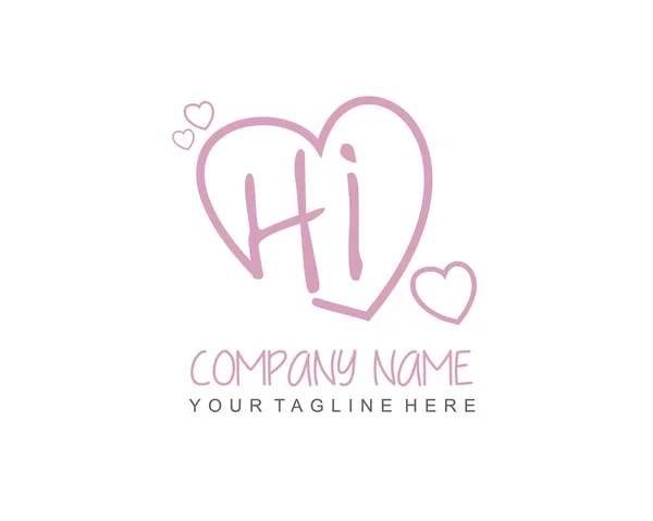 Initial Handwriting Feminine Logo Design Template Vector — Stock Vector