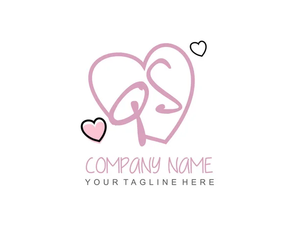 Awal Tulisan Tangan Feminine Logo Desain Vektor - Stok Vektor