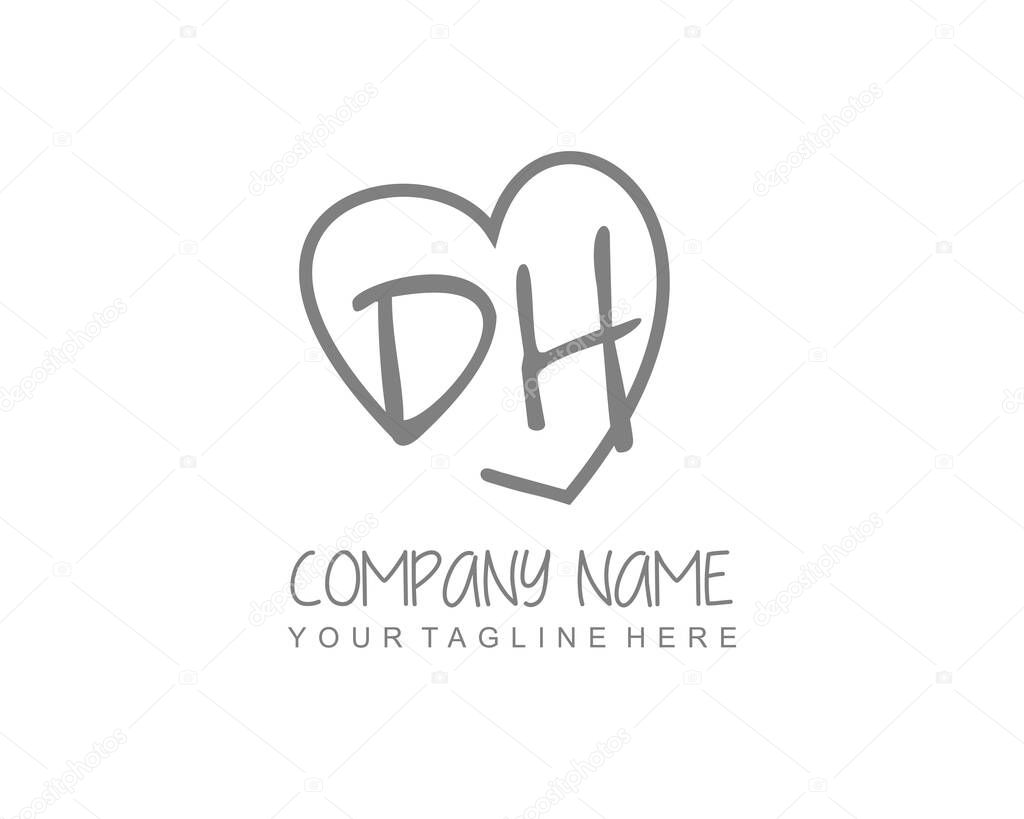 DH Initial handwriting, Feminine logo design template vector