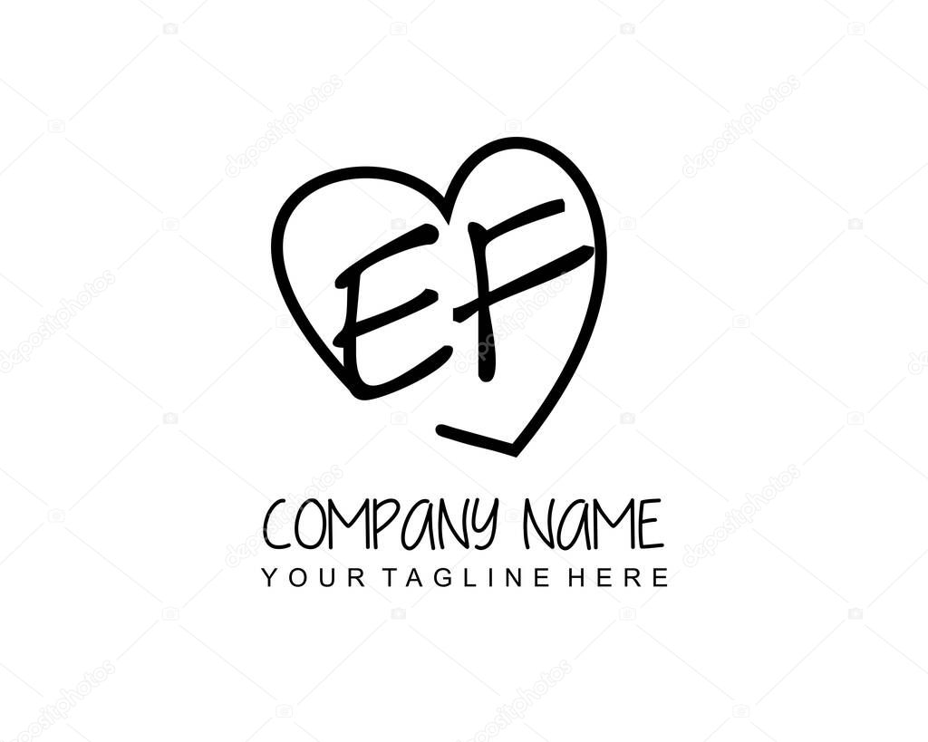 EF Initial handwriting, Feminine logo design template vector