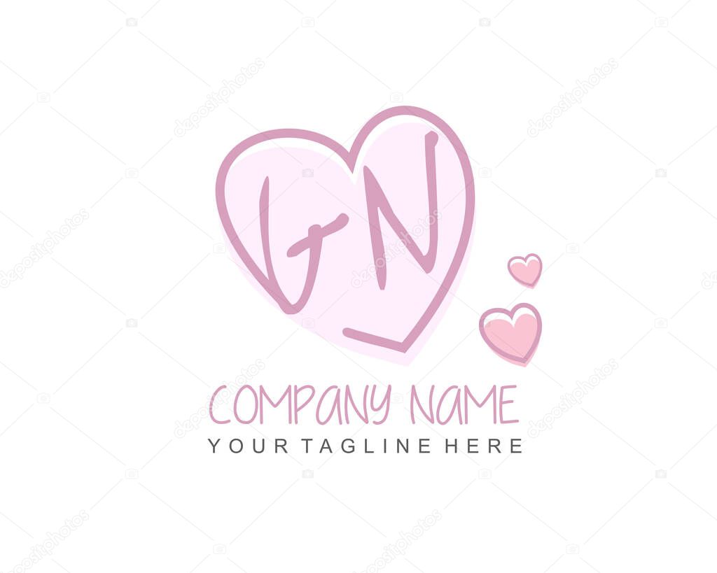 GN Initial handwriting, Feminine logo design template vector