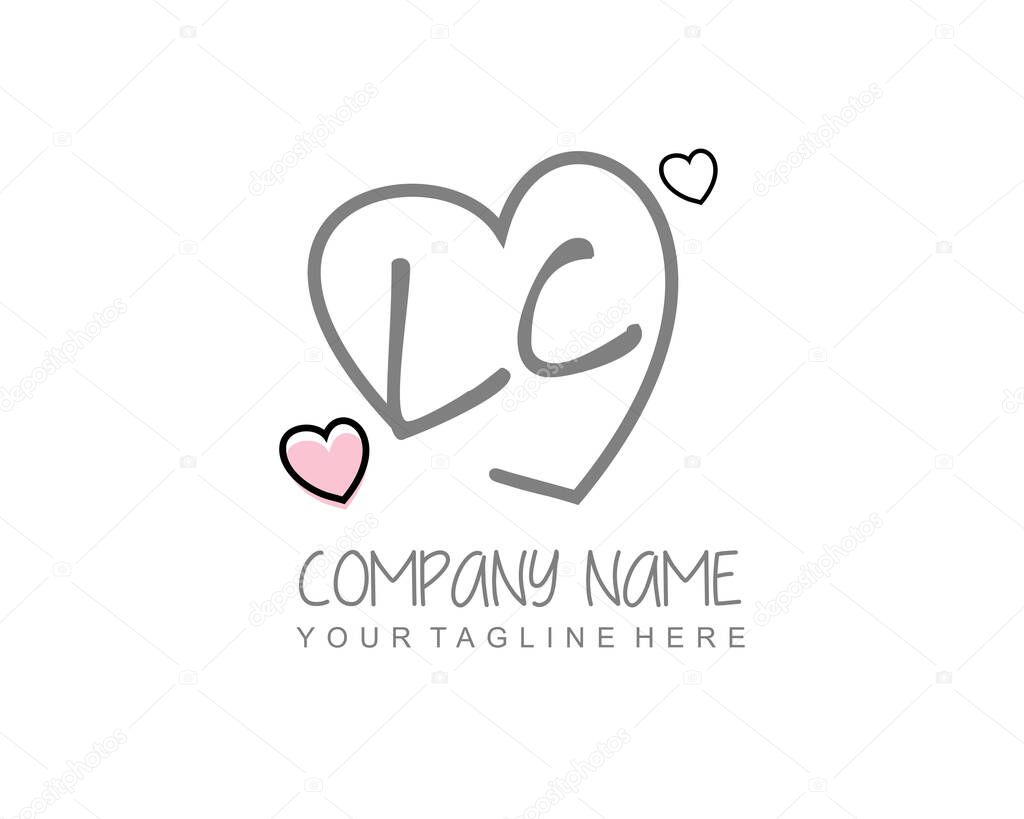 LC Initial handwriting, Feminine logo design template vector