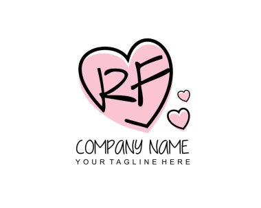 RF İlk el yazısı, kadınsı logo tasarım şablonu vektörü