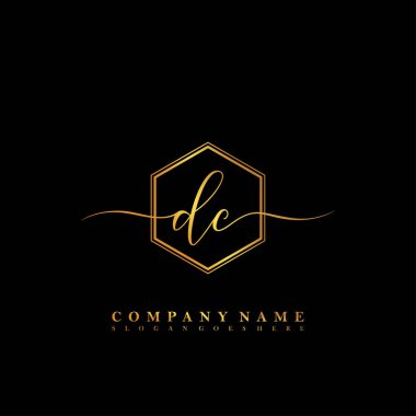 Initial letter DC beauty handwriting logo vector clipart