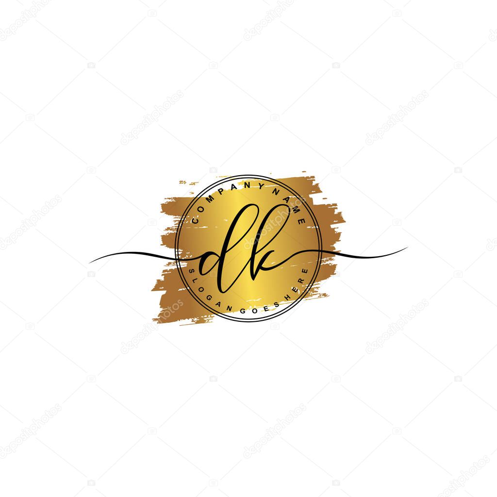 Initial letter DK beauty handwriting logo vector