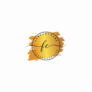 İlk harf FC güzellik el yazısı logo vektörü