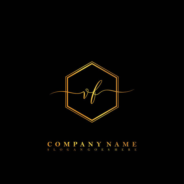 Initial letter VF beauty handwriting logo vector