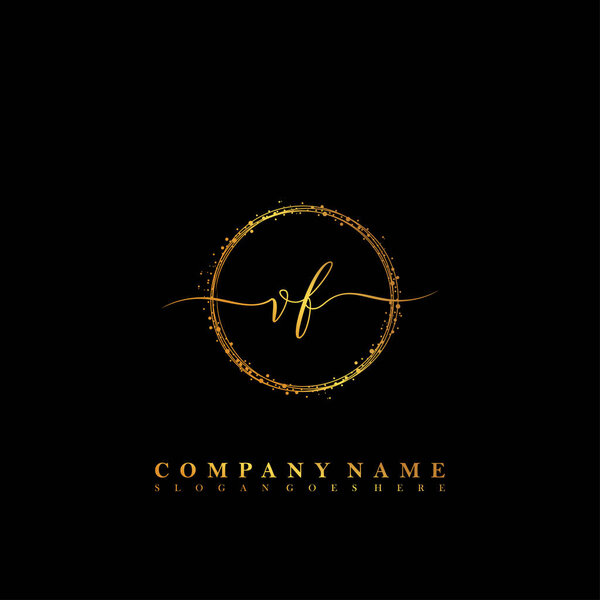 Initial letter VF beauty handwriting logo vector