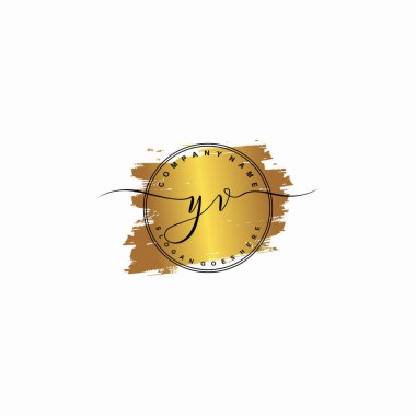 İlk YV marka logo koleksiyonları, ilk imzadan oluşan el yazısı logosu, düğün, moda, çiçek ve botanik, yaratıcı şablon vektörü