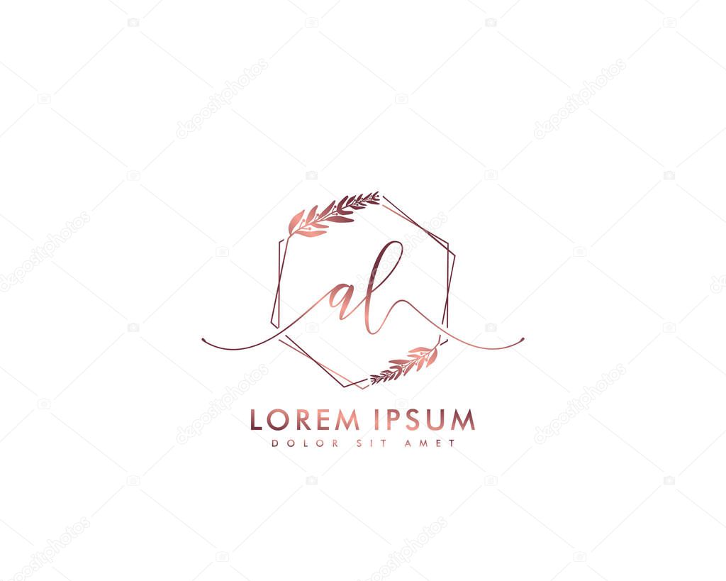 Initial letter AL beauty handwriting logo vector